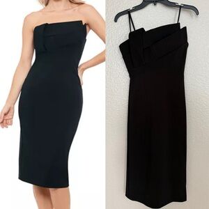 NWT AQUA
Asymmetric Woven Detail Strapless Midi Dress